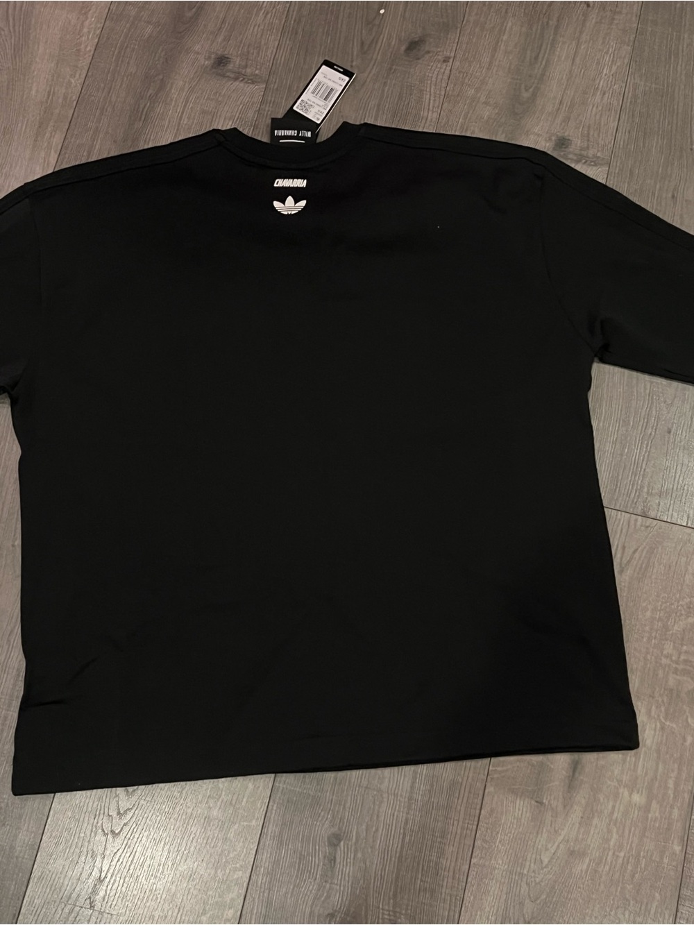 adidas Black Tee with White Logo and Rose Graphic - Picture 2 of 3